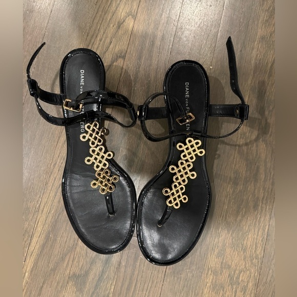 Diane Von Furstenberg black open toe sandals size 7.5 - Picture 1 of 7